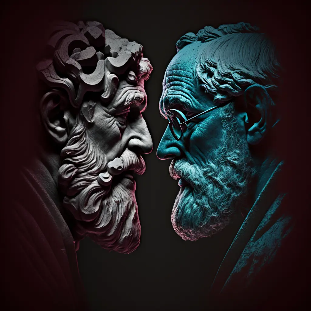Sigmund Freud squaring off with Plato