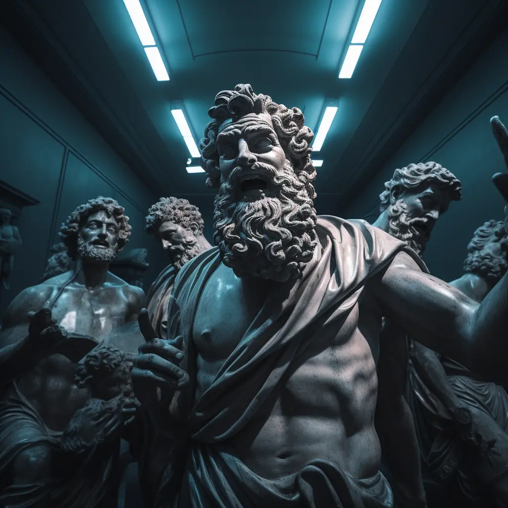 Greek statues being happy