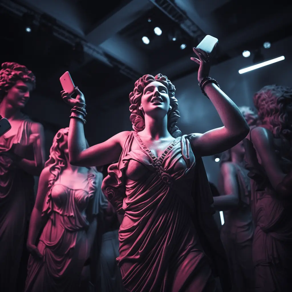 greek statues partying